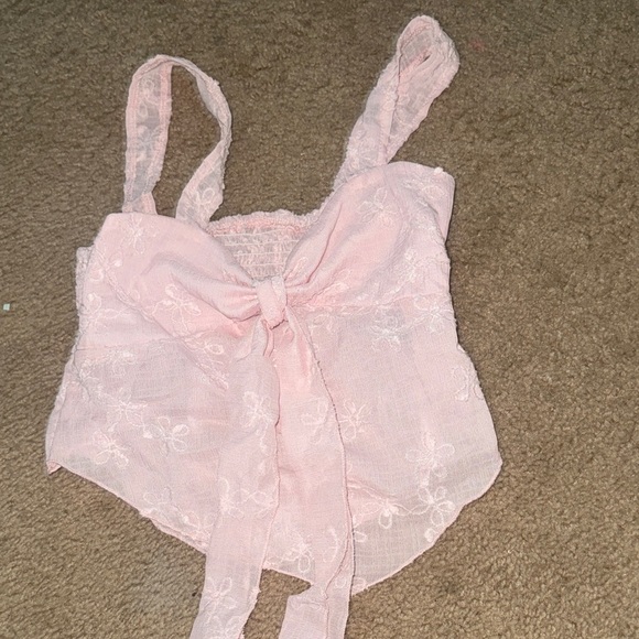 SHEIN Tops - SHEIN Pink Lace Crop Top